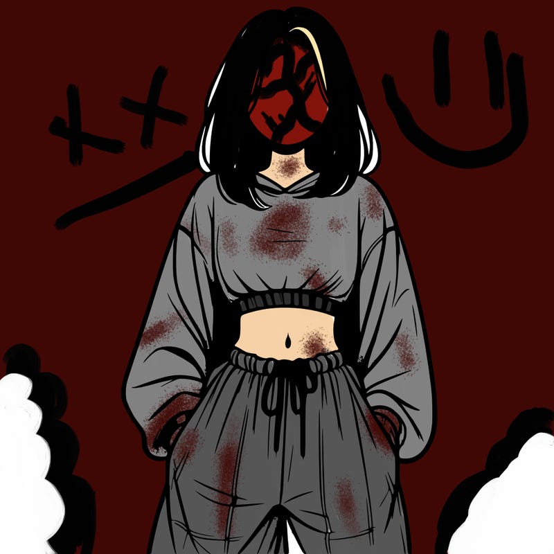 realistic girl faceless with baggy pants and a crop top