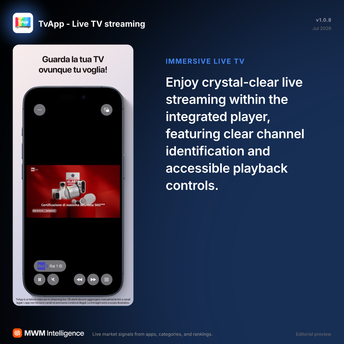 TvApp - Live TV streaming - Entertainment App | MWM
