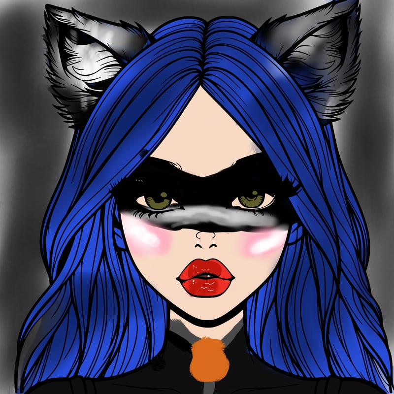 realistic girl with fox ears and realistic lips