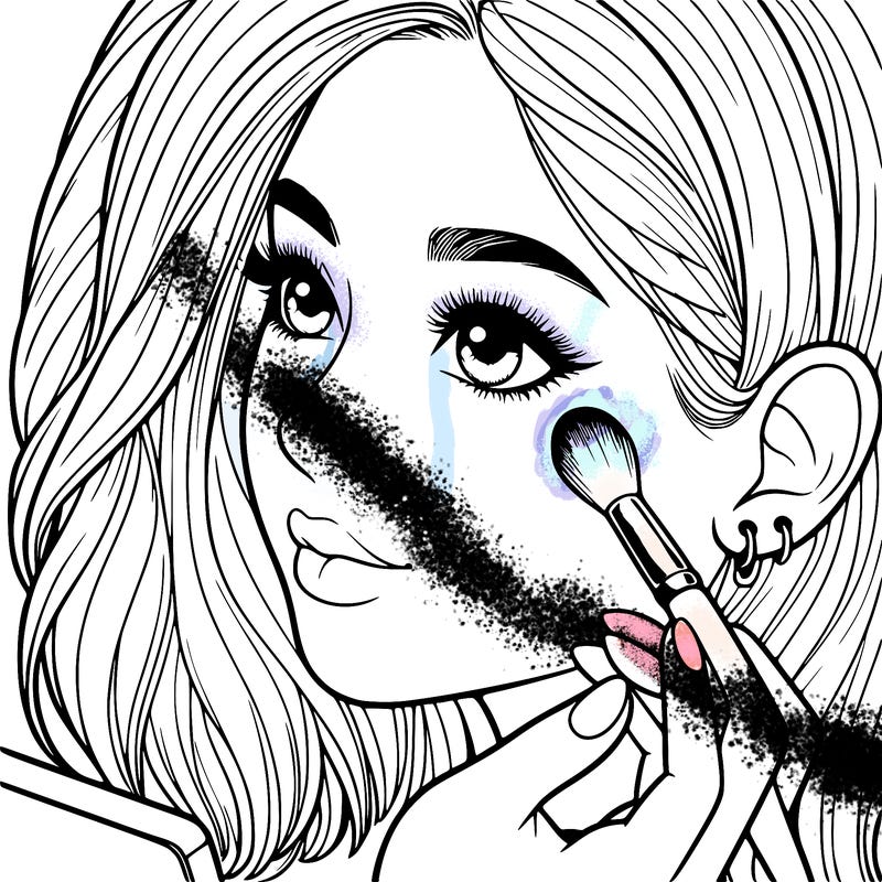 a realistic girl doing her makeup