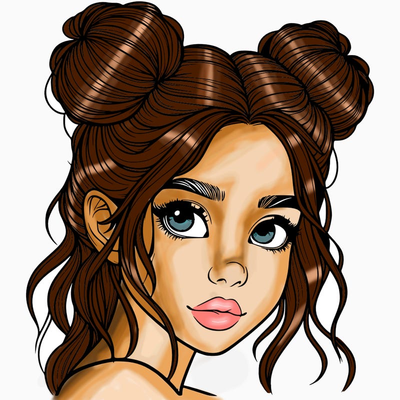realistic girl with hair buns on her head