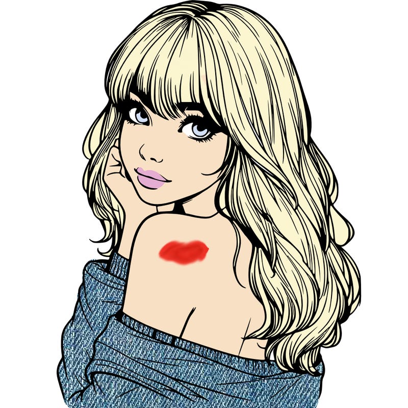 realistic girl with bangs looking over her shoulder