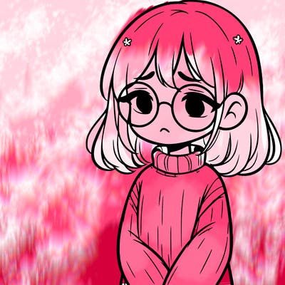 sad girl with glasses in a sweater