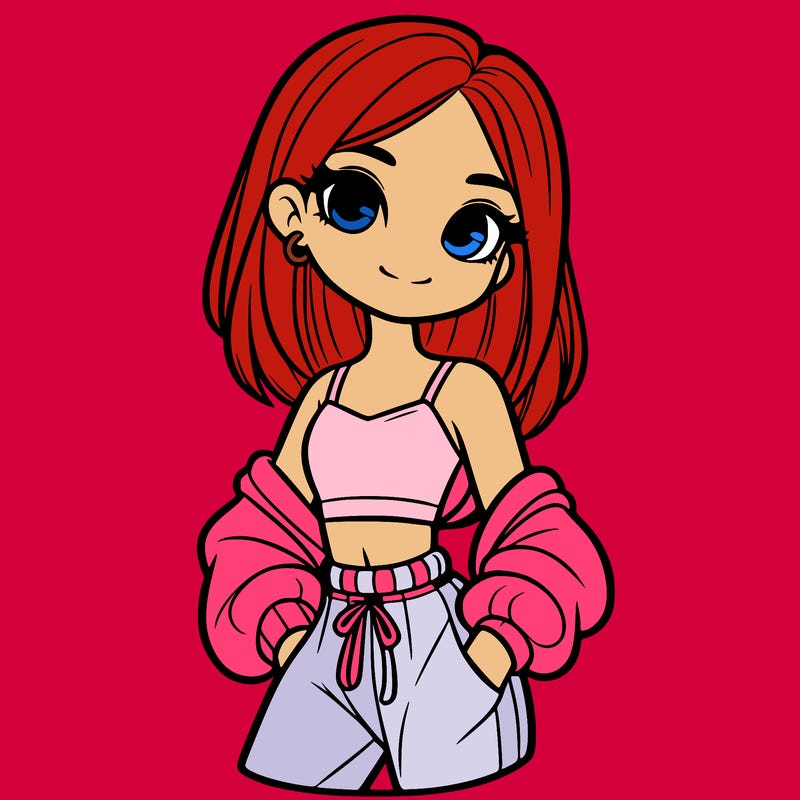 girl with crop top and sweat pants