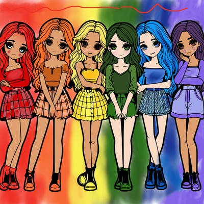 a group of girls realistic