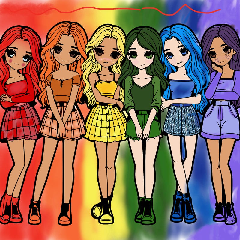 a group of girls realistic