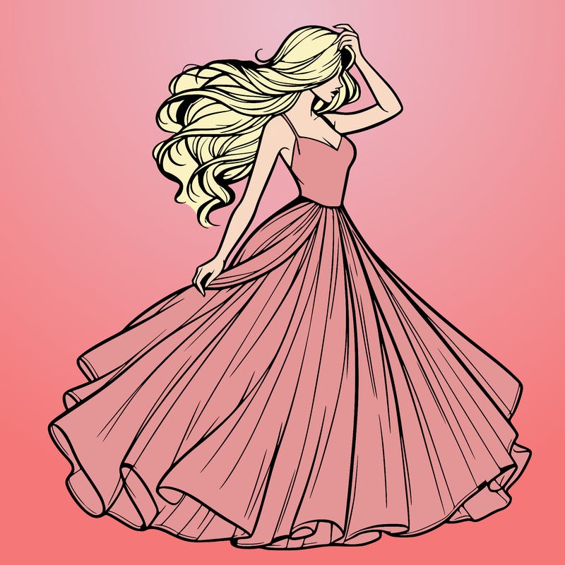 realistic woman with dress flowing in the wind