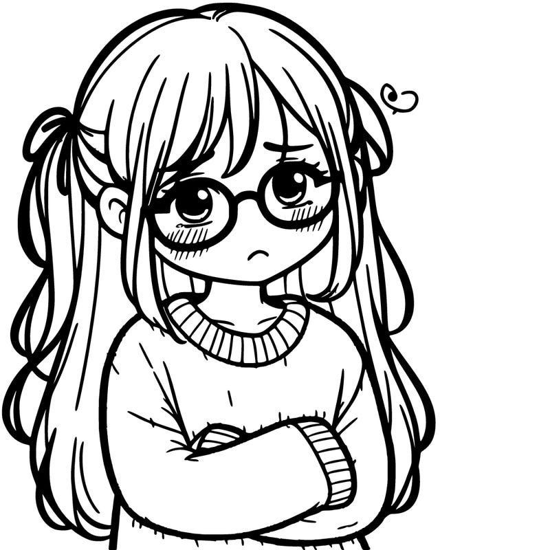sad girl with glasses and sweater