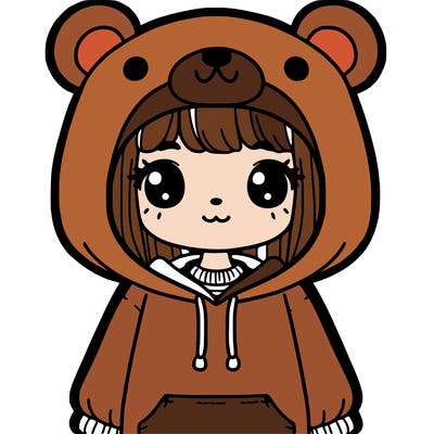 girl wearing bear hoodie