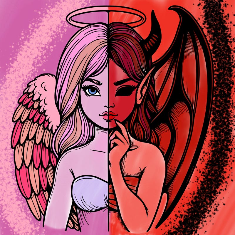 realistic angel half demon