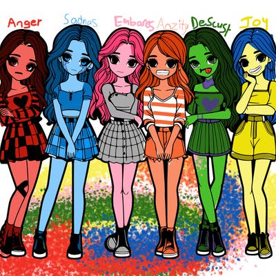 a group of girls realistic