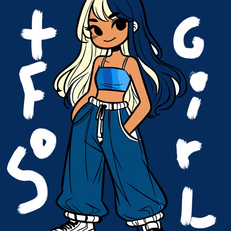 girl in crop top and baggy pants