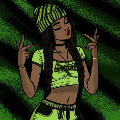 realistic teenage girl with braids and a beanie and crop top doing 🫶🏼