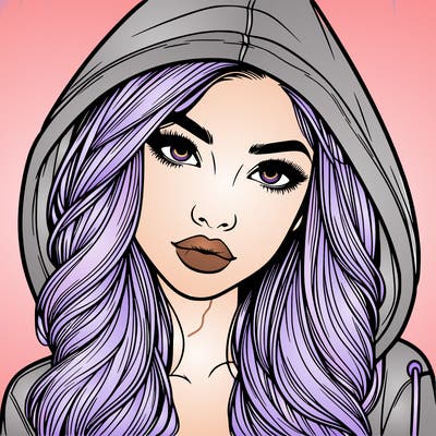 realistic beautiful girl with a hood on