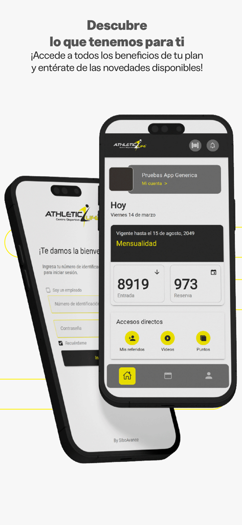 Athletic Life - Athletic Life mobile app dashboard displaying membership status and gym statistics