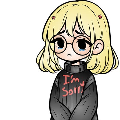sad girl with glasses in a sweater