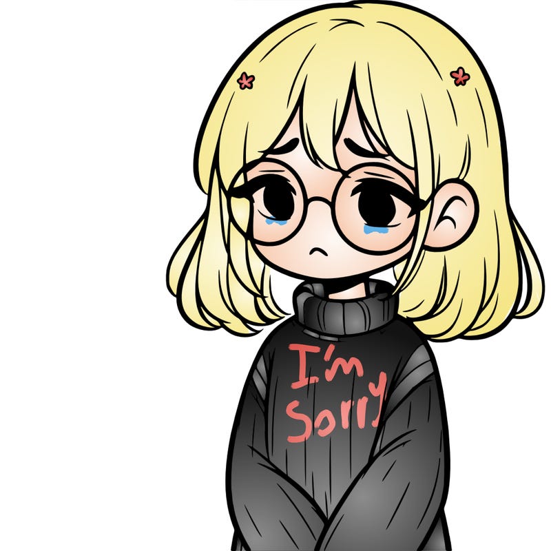 sad girl with glasses in a sweater