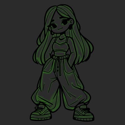 girl in crop top and baggy pants