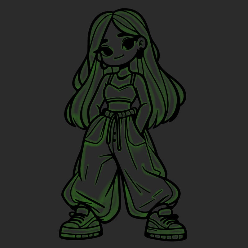 girl in crop top and baggy pants