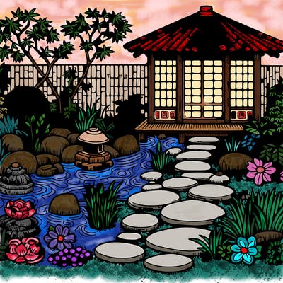 a very detailed zen garden