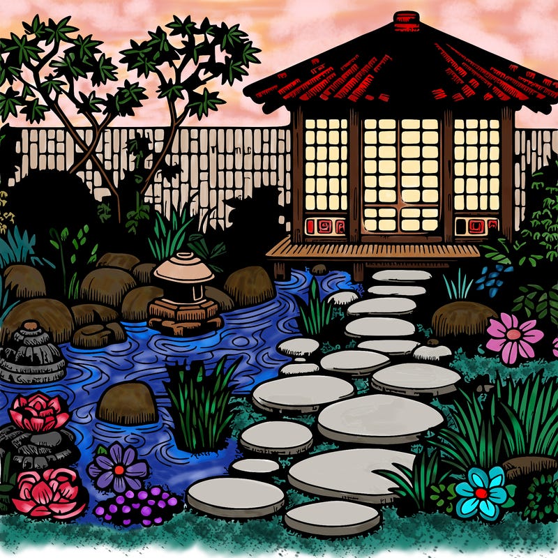 a very detailed zen garden