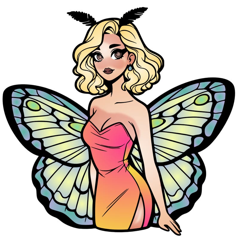 woman with moth wings