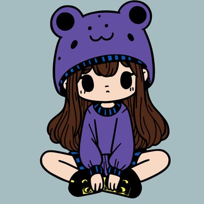 a girl wearing a frog hat and some frog socks