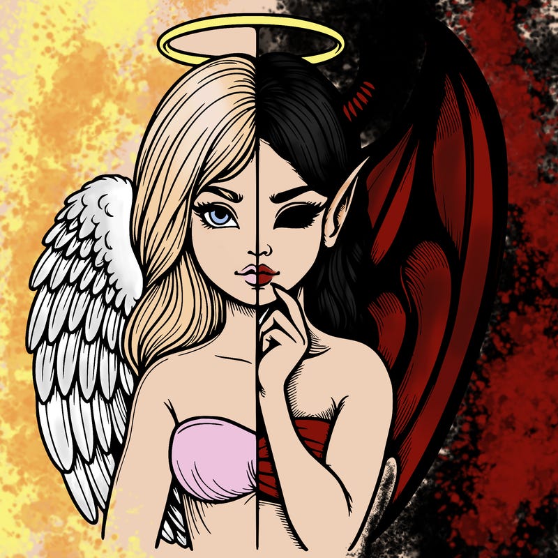 realistic angel half demon