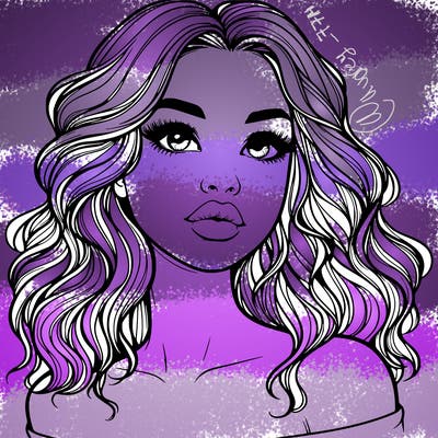 realistic girl with wavy hair and lips