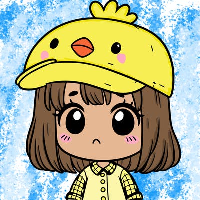 cute girl with chicken hat