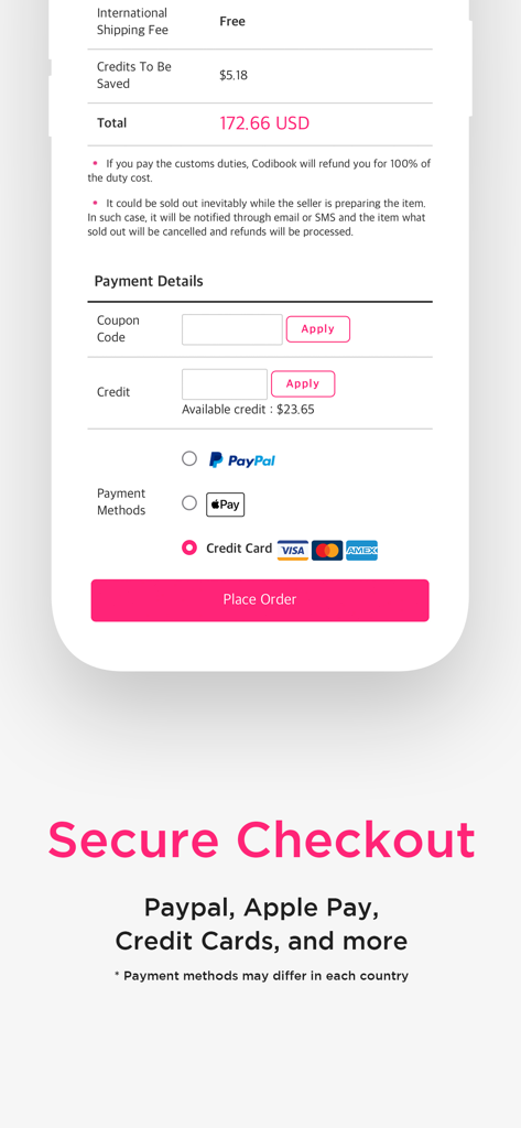 Codibook - Tela de checkout seguro do Codibook mostrando vários métodos de pagamento, incluindo PayPal, Apple Pay e cartões de crédito.