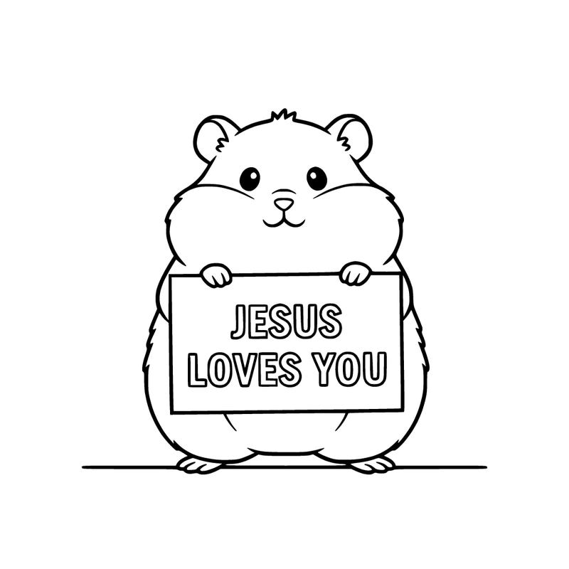 hamster holding a sign that says jesus loves you