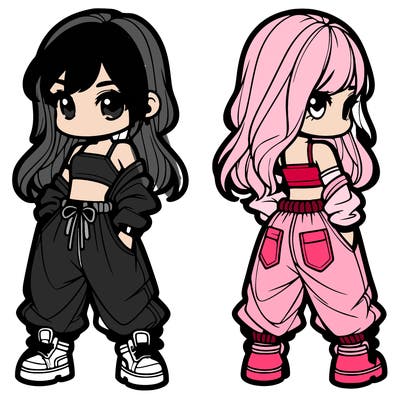 girl in crop top and baggy pants