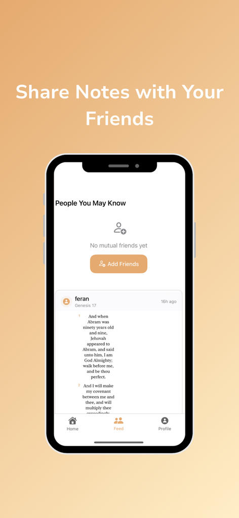 Digible: Digital Bible Journal - A screenshot of the Digible app social feed showing shared Bible journal entries and a friend discovery section.