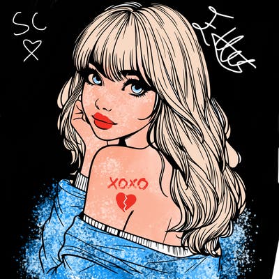 realistic girl with bangs looking over her shoulder