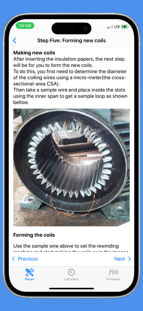 Motor Repair - Tutorial de reparo de motor elétrico mostrando como formar novas bobinas com um fio de amostra dentro das ranhuras do estator.