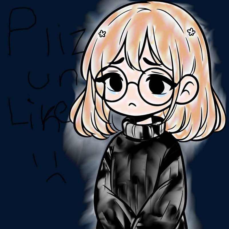 sad girl with glasses in a sweater