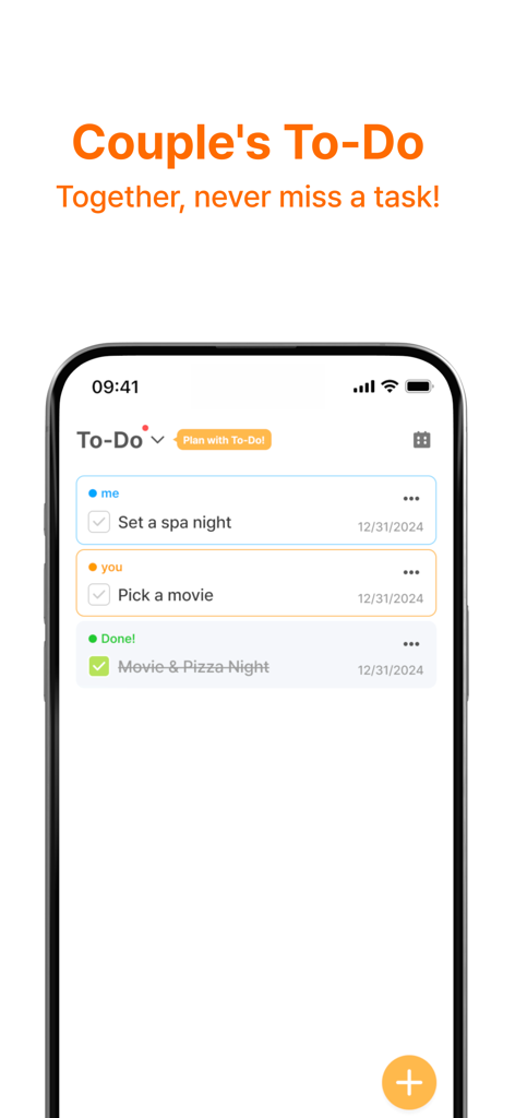 Shared to-do list for couples in the Signaling app