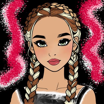 realistic girl with braids