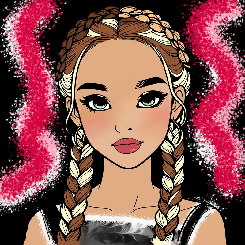 realistic girl with braids