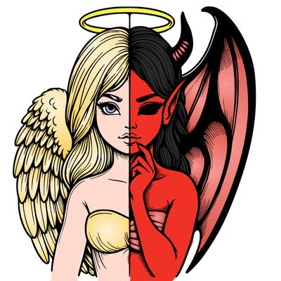 realistic angel half demon