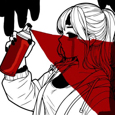 a realistic girl spray, painting