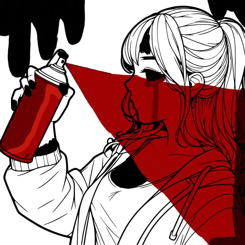 a realistic girl spray, painting