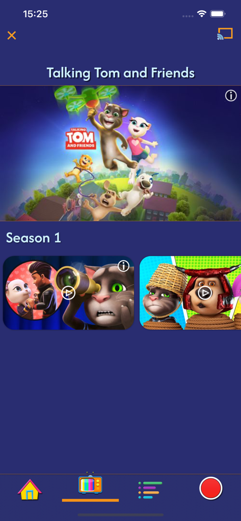 Toon Goggles Cartoons for Kids - Lista de episodios de Talking Tom and Friends Temporada 1 en la aplicación de video segura para niños Toon Goggles.