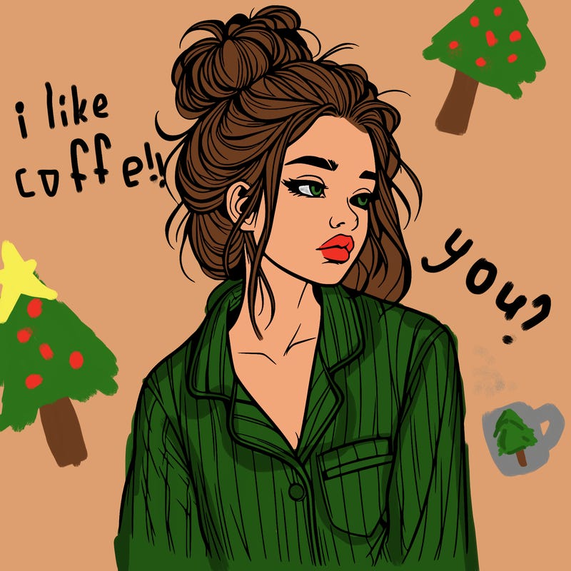 realistic woman with pajamas on and a messy bun