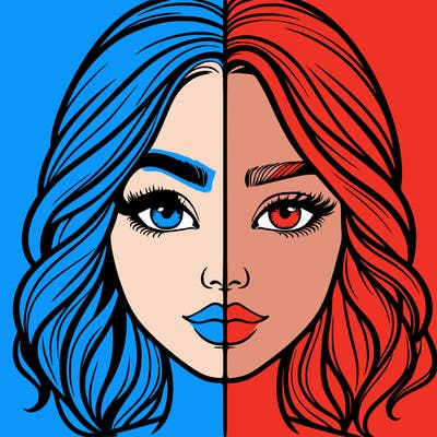 realistic girl split half