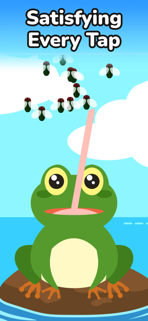 Antistress Games: Fidget Toys - A cartoon frog catching flies with its tongue in a relaxing antistress mini game