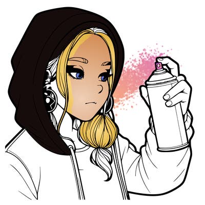 a realistic girl, spray painting
