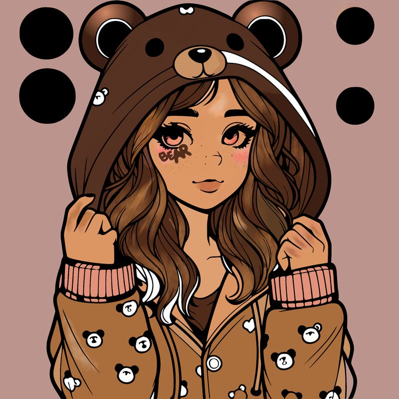 realistic girl in a animal pjs hoodie