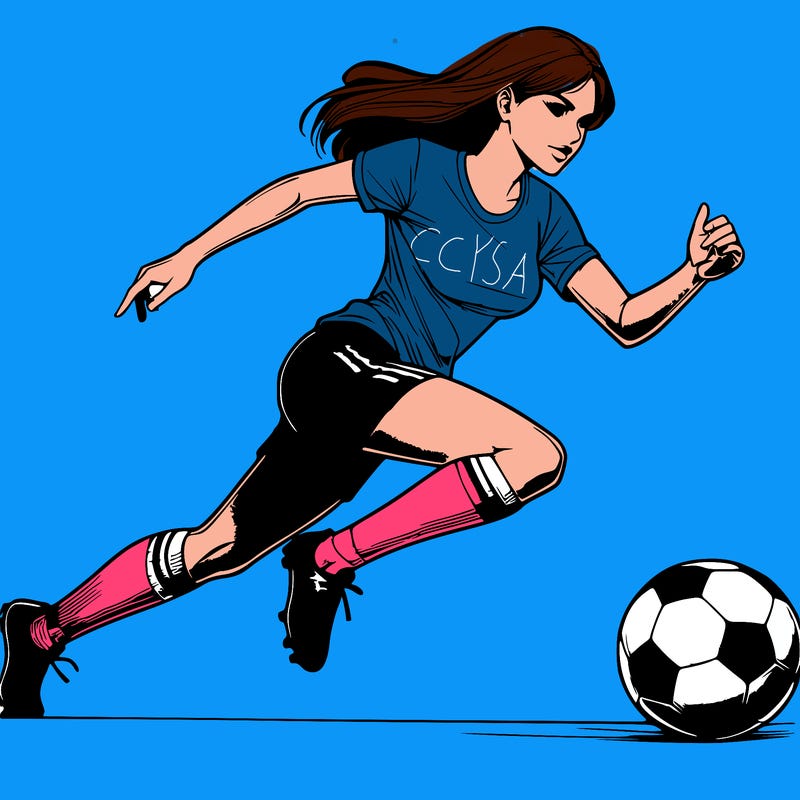realistic woman playing soccer